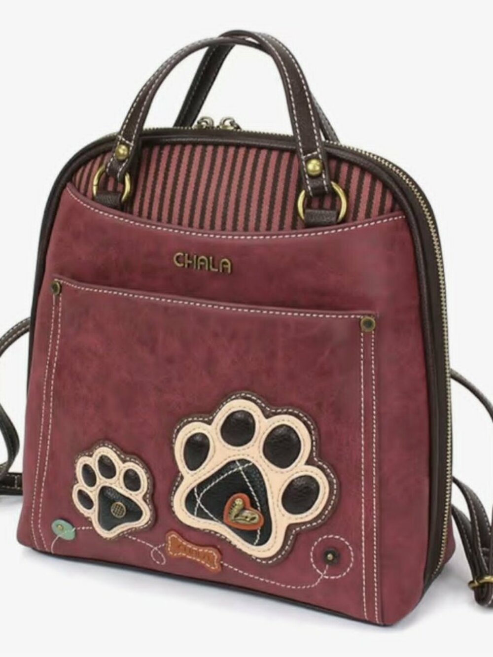 CHALA PAW PRINT CONVERTIBLE BACKPACK PURSE TOTE SO CUTE!